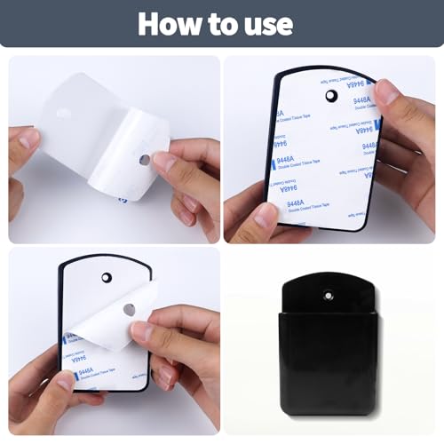 2 PCS Remote Control Holders Wall Mount, Self Adhesive TV Air Conditioner Remote Control Holder, Wall Mount Storage Box Organizer Wall Pen Holder Storage for Home Office School(Black) - Image 4