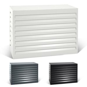EVOLAR Mini Split AC Cover for Outside Units, Aluminium Heat Pump Cover - Heavy Duty Outdoor AC Unit Sound Barriers Fits up to 27.5W x 21.6H Inch - Small, White