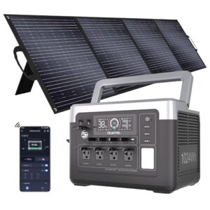 OUKITEL P1000 Plus 1800W Power Station with 200W Solar Panel, 1024Wh Solar Generator with 4 AC Outlets (3600W Peak), 1200W Fast Charging, APP Control Battery Backup for Home, Camping & RVs